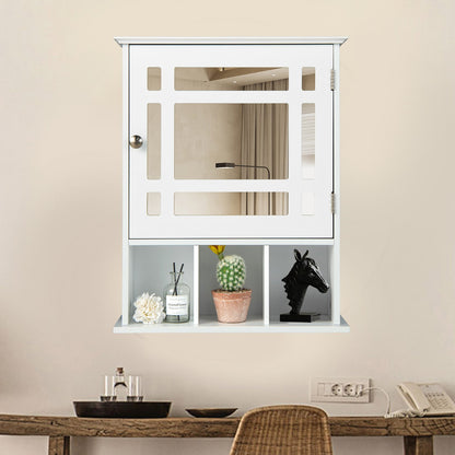 Wall Mounted and Mirrored Bathroom Cabinet-Brown