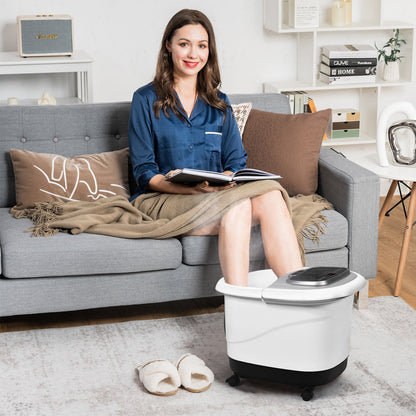 Portable All-In-One Heated Foot Spa Bath Motorized Massager-Black