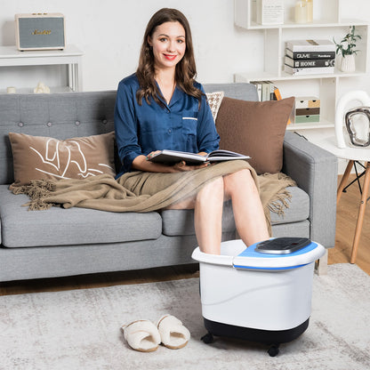 Portable All-In-One Heated Foot Spa Bath Motorized Massager-Black