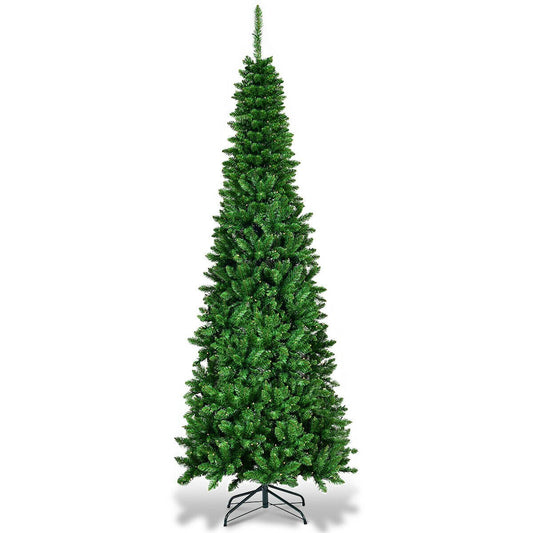 6.5 Feet Pre-Lit Hinged Artificial Pencil Christmas Tree-6.5 ft