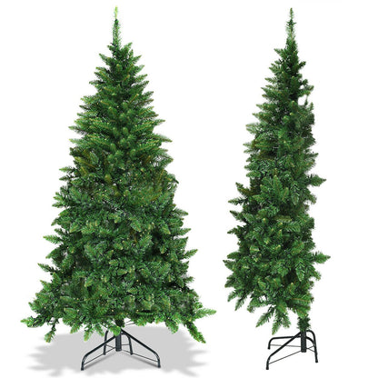 Pre-Lit Artificial Half National Christmas Tree with 8 Flash Modes-6 ft