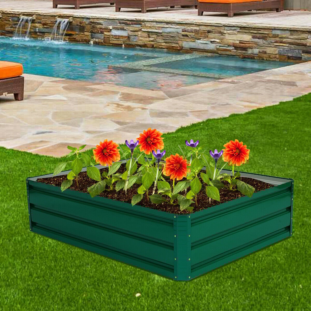 40 Inch x 32 Inch Patio Raised Garden Bed for Vegetable Flower Planting