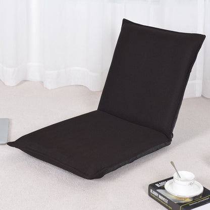 Adjustable 6 positions Folding Lazy Man Sofa Chair Floor Chair-Black
