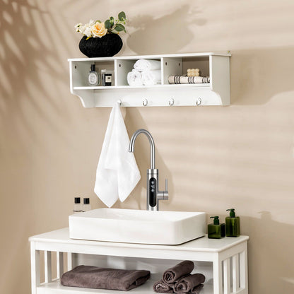 Wall Mount Cubby Organizer Hooks Entryway Storage Shelf-Black