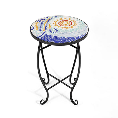 Outdoor Indoor Steel Accent Plant Stand Cobalt Table-Blue