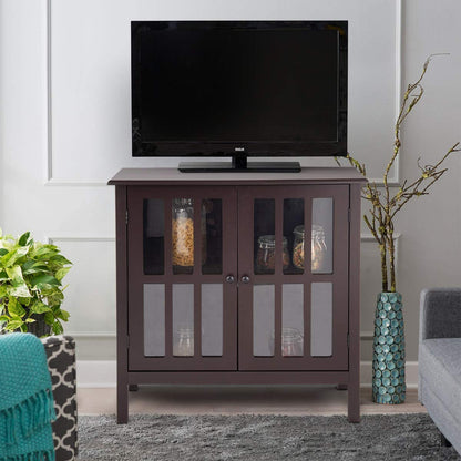 Glass Door Sideboard Console Storage Buffet Cabinet-Black