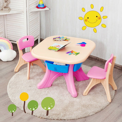 Children Kids Activity Table & Chair Set Play Furniture W/Storage-Blue