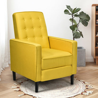 Mid-Century Push Back Recliner Chair-Blue
