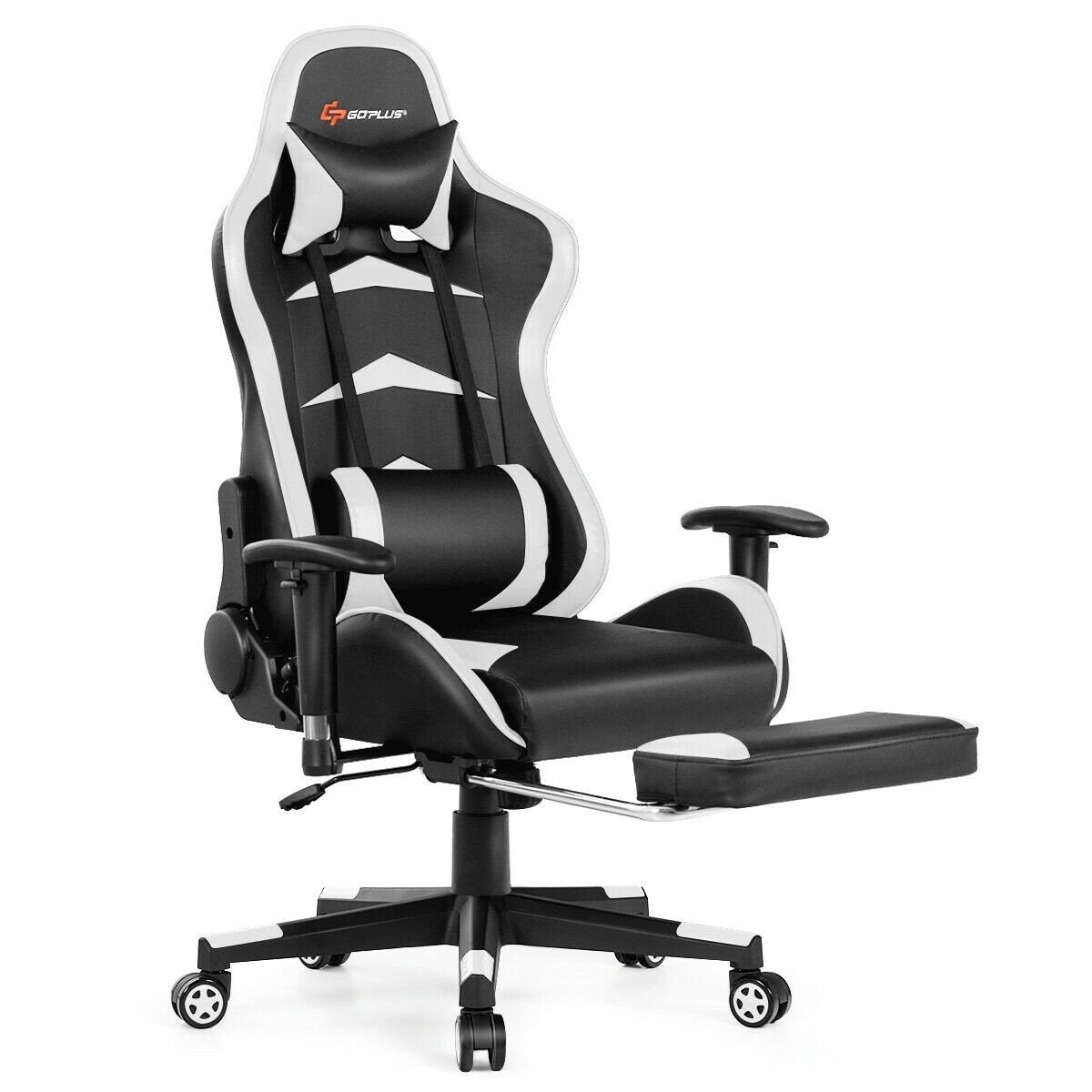 Massage Gaming Chair with Footrest-Blue