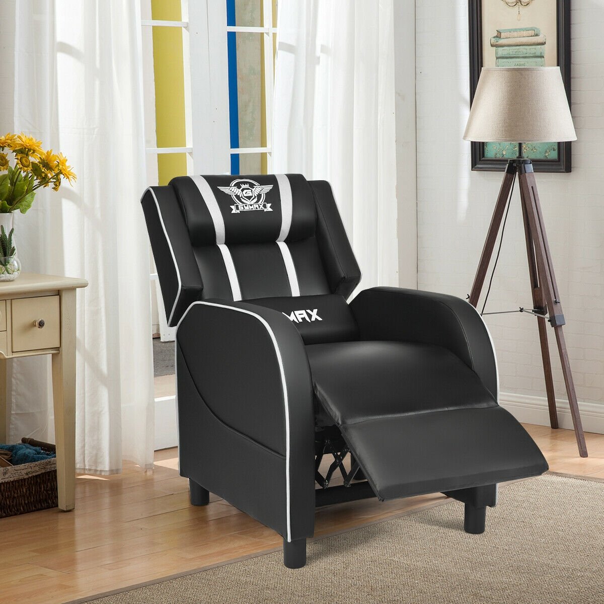Massage Racing Gaming Single Recliner Chair-Blue