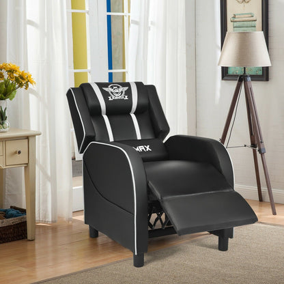 Massage Racing Gaming Single Recliner Chair-Blue