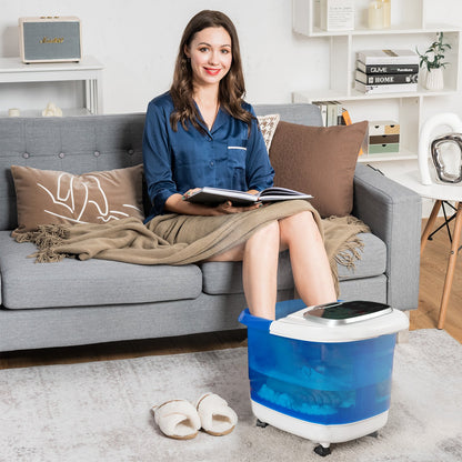 Portable All-In-One Heated Foot Spa Bath Motorized Massager-Black