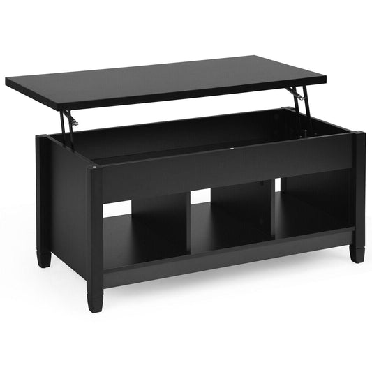 Lift Top Coffee Table with Hidden Storage Compartment-Black