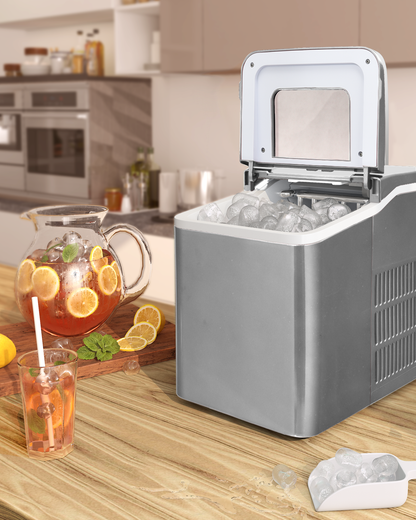 26lbs/24h Portable Countertop Ice Maker Machine with Scoop 9 Ice Cubes Ready in 8 minutes-Black