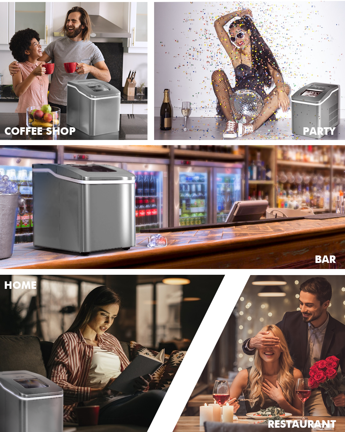 26lbs/24h Portable Countertop Ice Maker Machine with Scoop 9 Ice Cubes Ready in 8 minutes-Black
