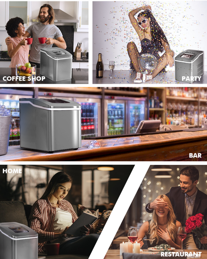 26lbs/24h Portable Countertop Ice Maker Machine with Scoop 9 Ice Cubes Ready in 8 minutes-Black