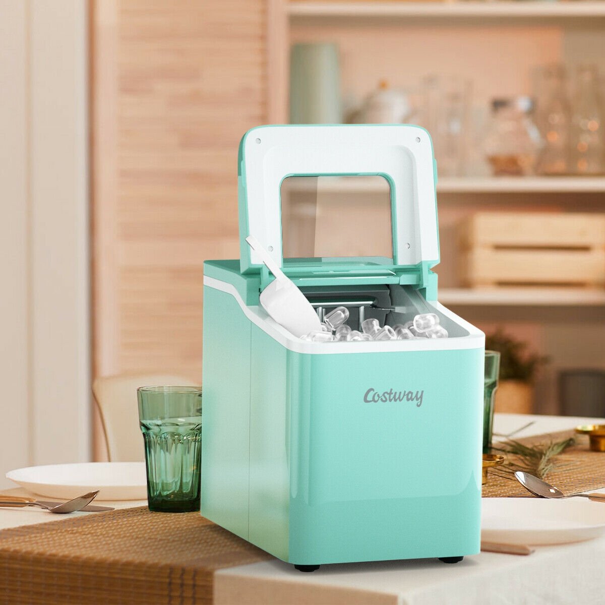 26lbs/24h Portable Countertop Ice Maker Machine with Scoop 9 Ice Cubes Ready in 8 minutes-Black
