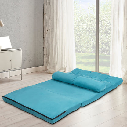 Foldable Floor 6-Position Adjustable Lounge Couch-Beige