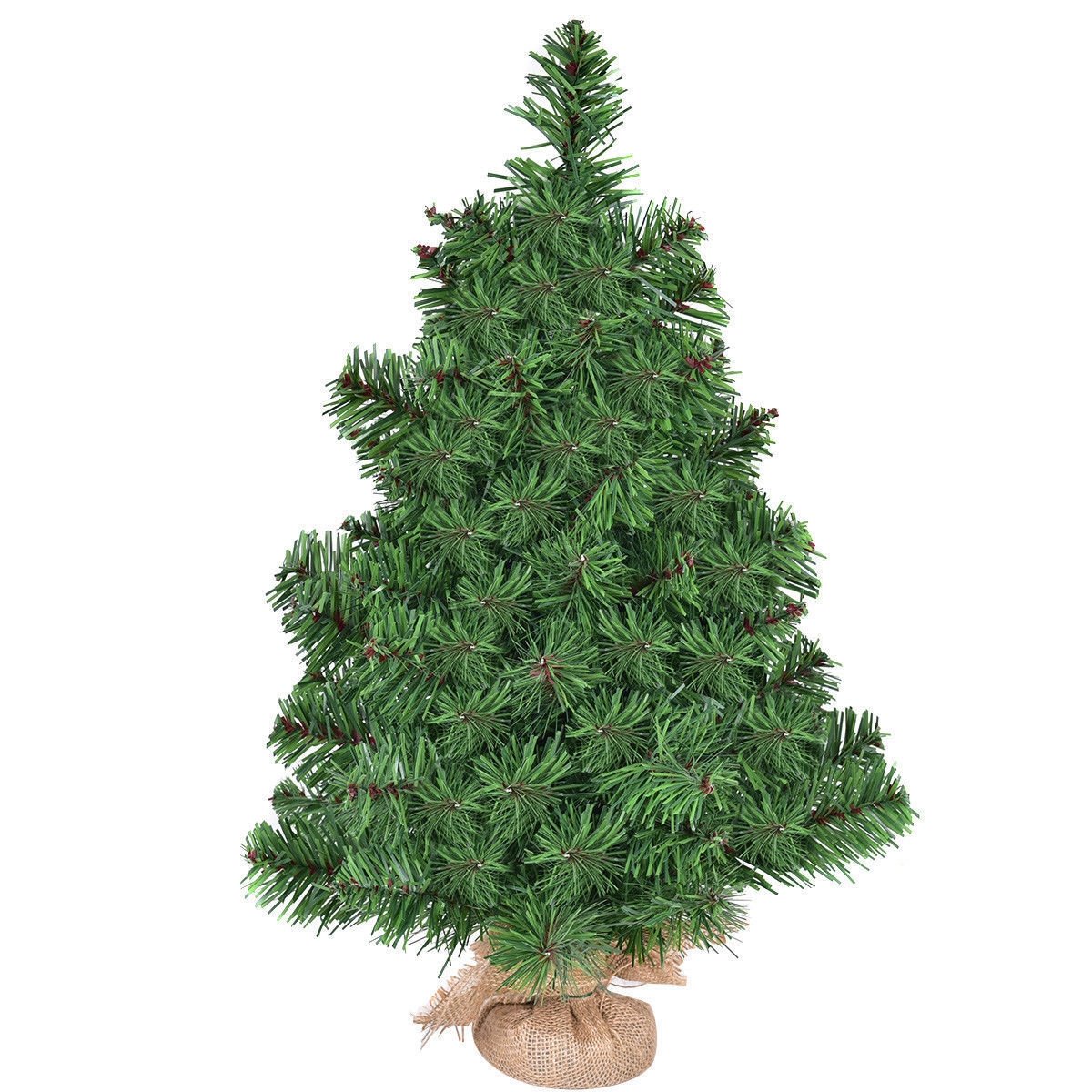 Artificial 2-foot PVC Christmas tree for holiday decor, featuring lush green branches and festive holiday style.