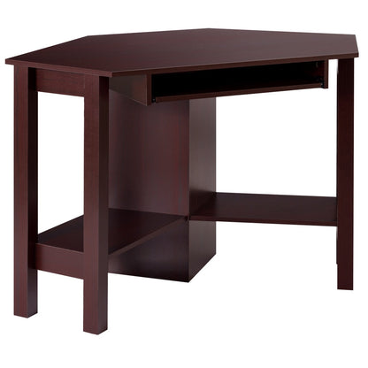 Wooden Study Computer Corner Desk with Drawer-Black