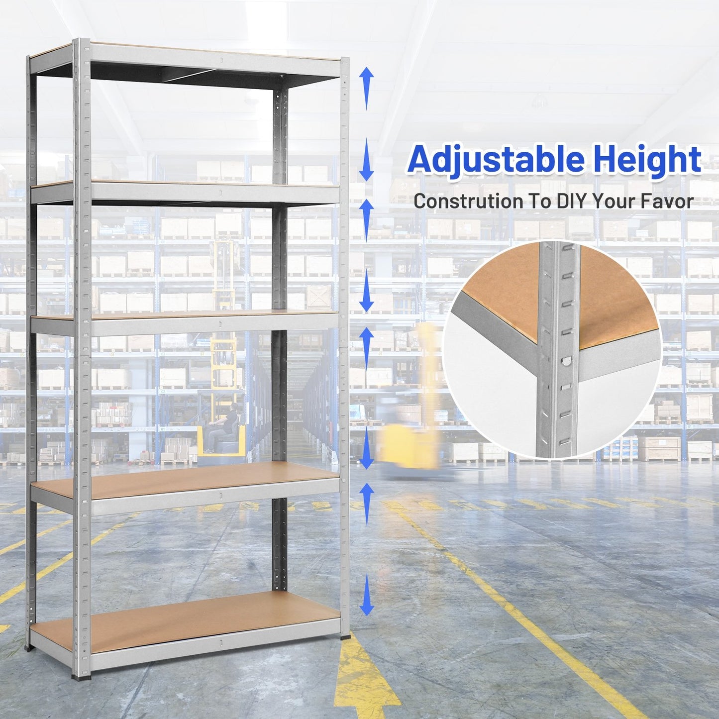 72 Inch Storage Rack with 5 Adjustable Shelves for Books Kitchenware-Black