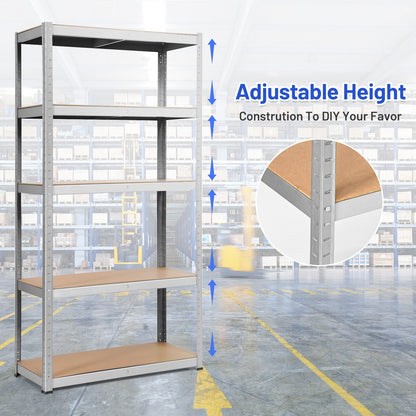 72 Inch Storage Rack with 5 Adjustable Shelves for Books Kitchenware-Black