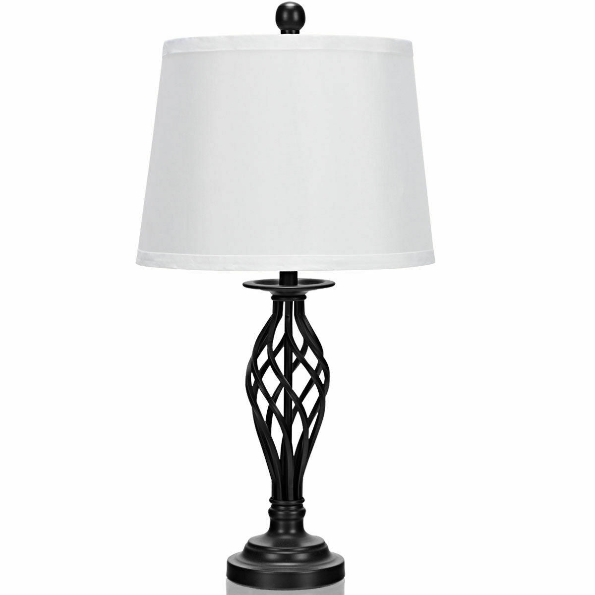 3 Pieces Lamp Set 2 Table Lamps 1 Floor Lamp with Fabric Shades