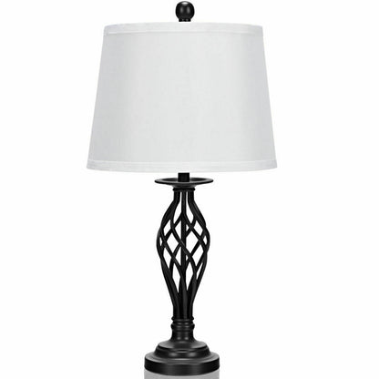 3 Pieces Lamp Set 2 Table Lamps 1 Floor Lamp with Fabric Shades