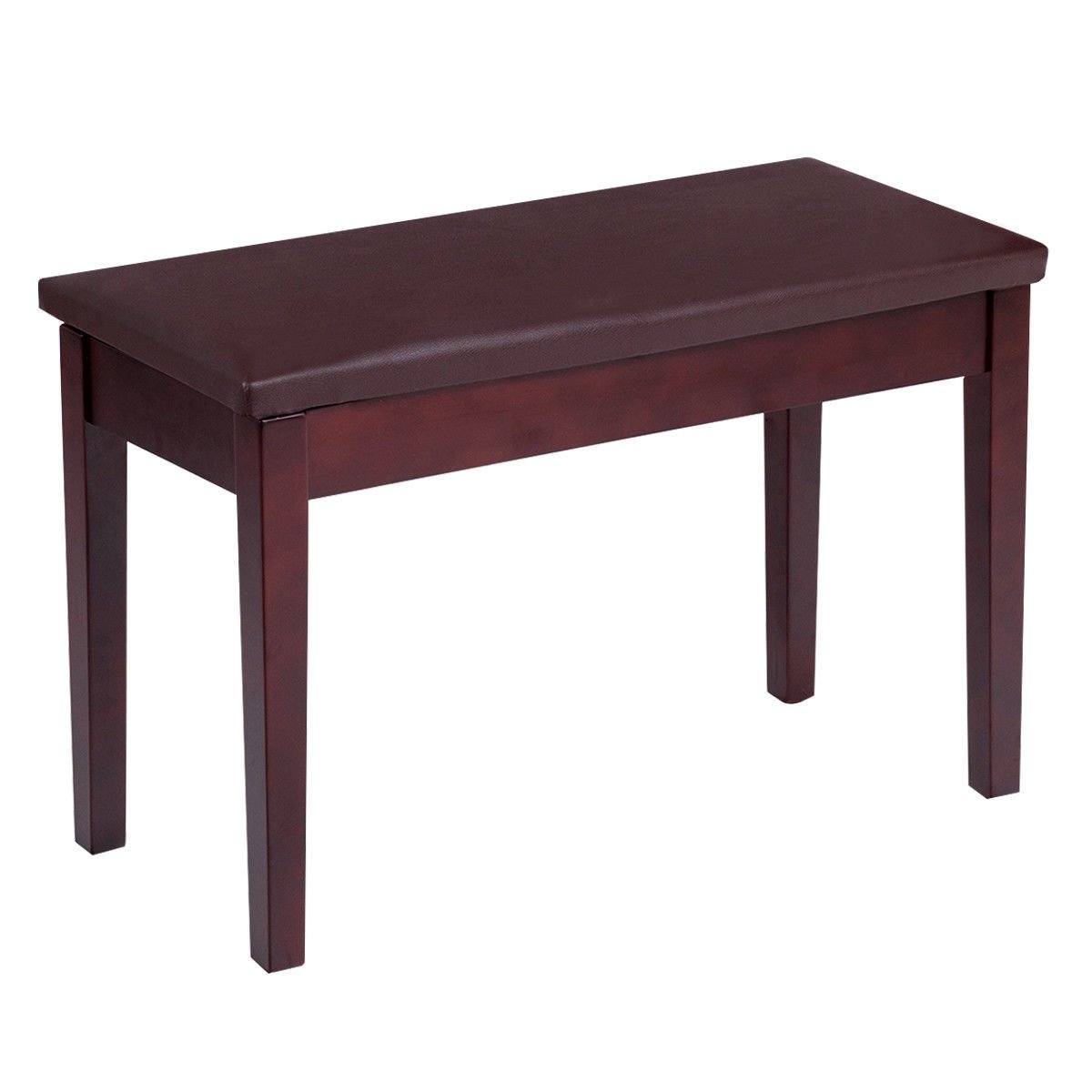 Solid Wood PU Leather Padded Piano Bench Keyboard Seat-Black