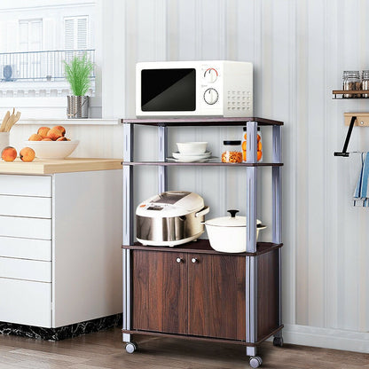 Microwave Rack Stand Rolling Storage Cart-Black