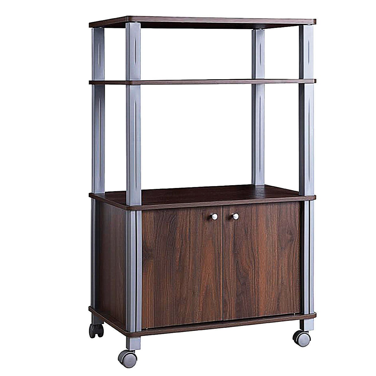 Microwave Rack Stand Rolling Storage Cart-Black