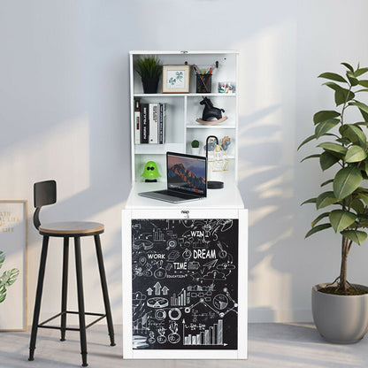 Convertible Wall Mounted Table with A Chalkboard-Black