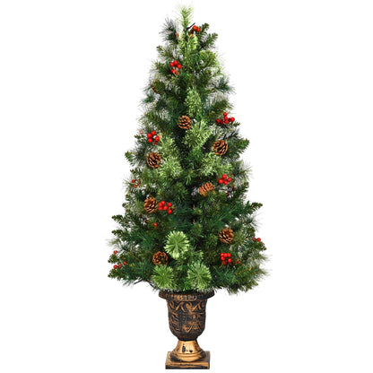LED Christmas entrance tree with red berries and pine cones, available in 3, 4, or 5 feet, by Wilsons Home Store