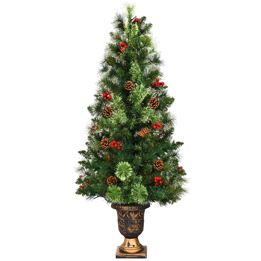 LED Christmas entrance tree with red berries and pine cones, available in 3, 4, or 5 feet, by Wilsons Home Store