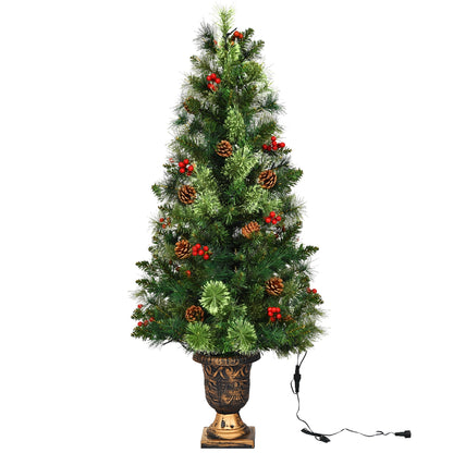3-foot LED Christmas entrance tree with red berries and pine cones, holiday decor by Wilsons Home Store