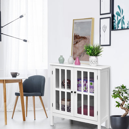 Glass Door Sideboard Console Storage Buffet Cabinet-Black