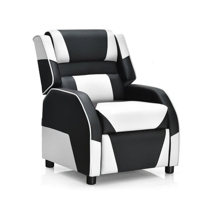 Kids Youth PU Leather Gaming Sofa Recliner with Headrest and Footrest-Blue