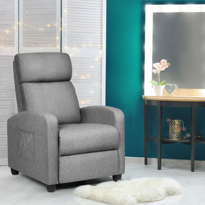 Recliner Massage Winback Single Chair with Side Pocket-Black