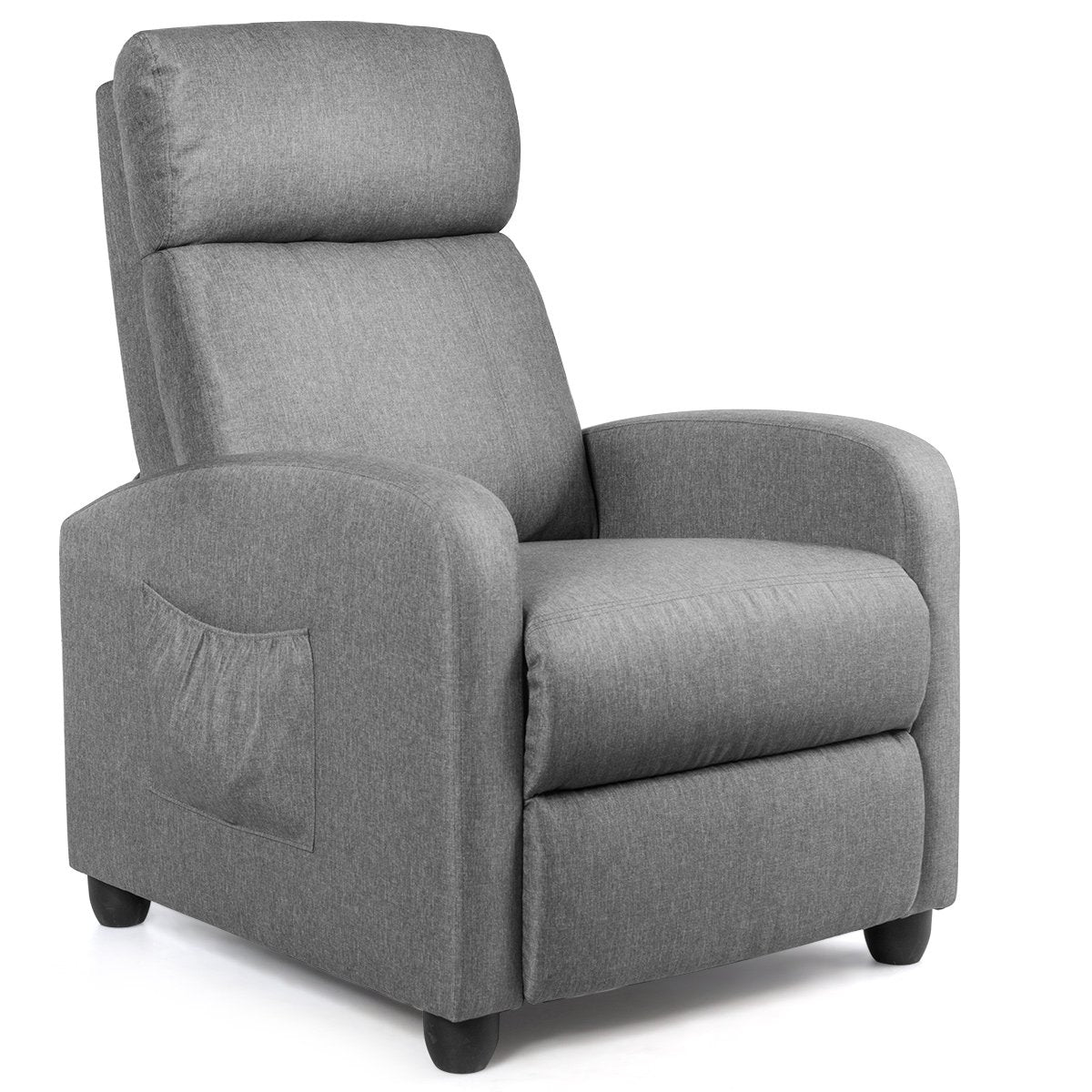 Recliner Massage Winback Single Chair with Side Pocket-Black