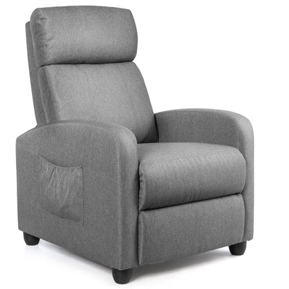 Recliner Massage Winback Single Chair with Side Pocket-Black