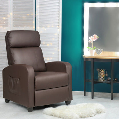 Recliner Massage Winback Single Chair with Side Pocket-Black