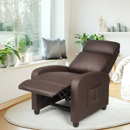 Recliner Massage Winback Single Chair with Side Pocket-Black