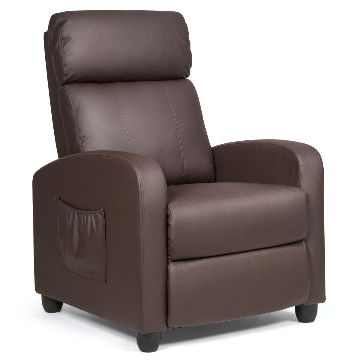 Recliner Massage Winback Single Chair with Side Pocket-Black