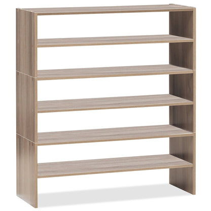 3 Pieces 31-Inch Stackable Multi-Shape Shoe Rack-Brown