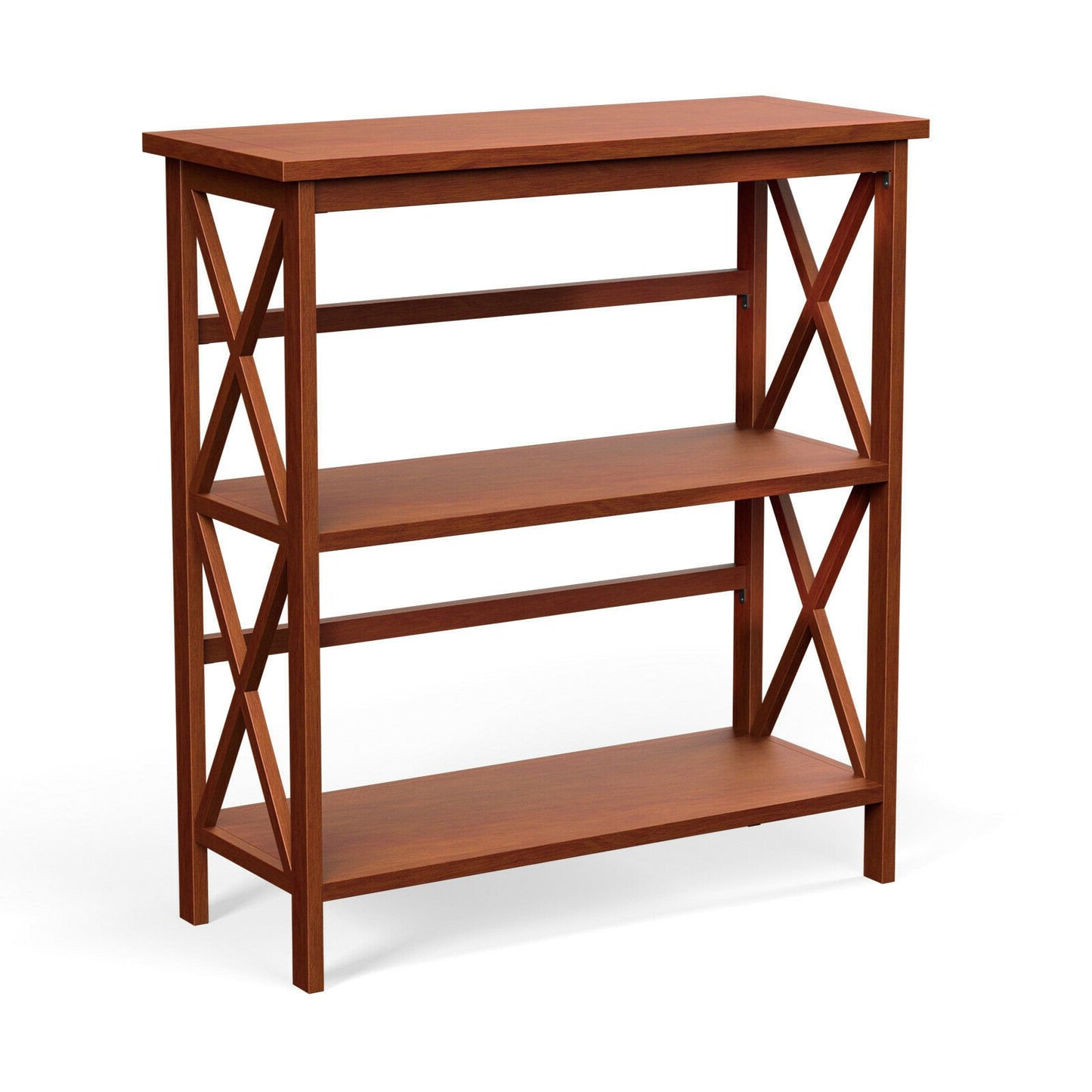 3-Tier Multi-Functional Storage Shelf Units Wooden Open Bookcase and Bookshelf-Black