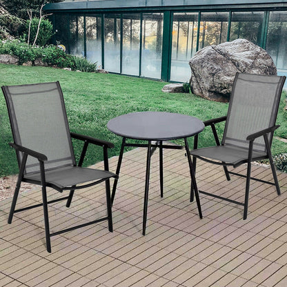 Set of 2 Outdoor Patio Folding Chair with Ergonomic Armrests-Black