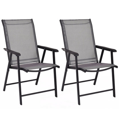 Set of 2 Outdoor Patio Folding Chair with Ergonomic Armrests-Black