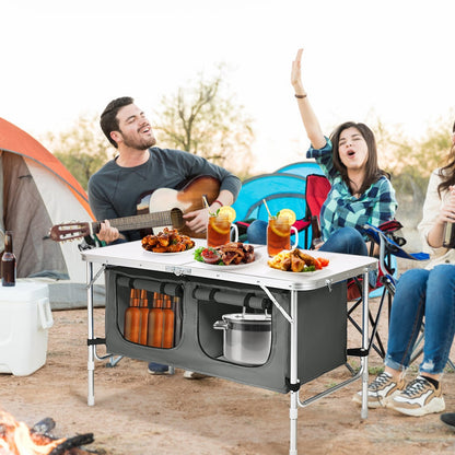 Height Adjustable Folding Camping  Table-Blue