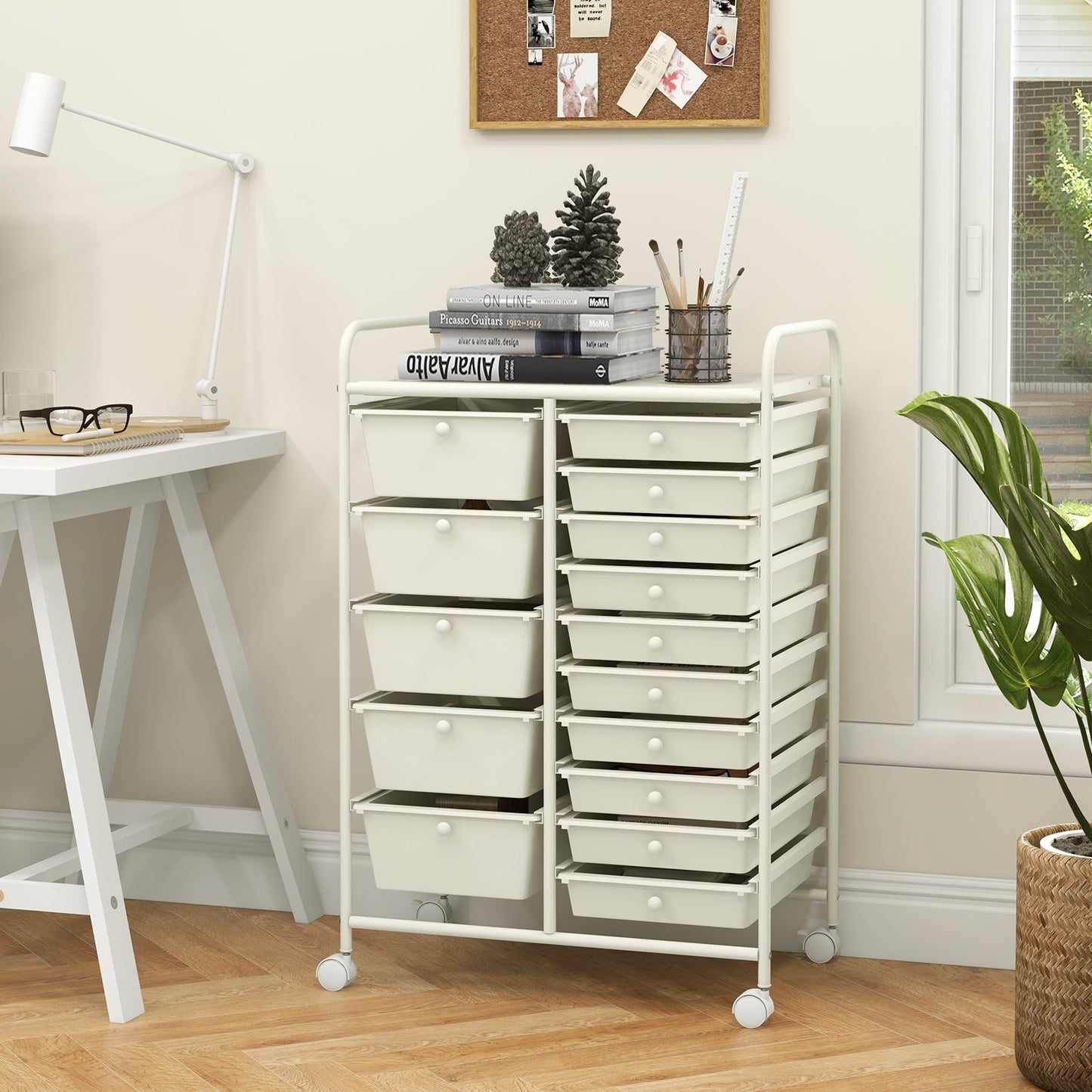 15-Drawer Utility Rolling Organizer Cart Multi-Use Storage-Black