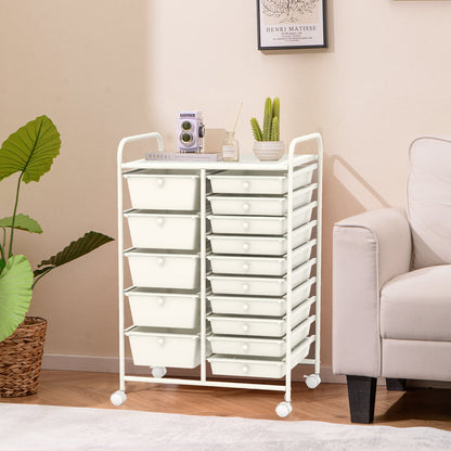 15-Drawer Utility Rolling Organizer Cart Multi-Use Storage-Black